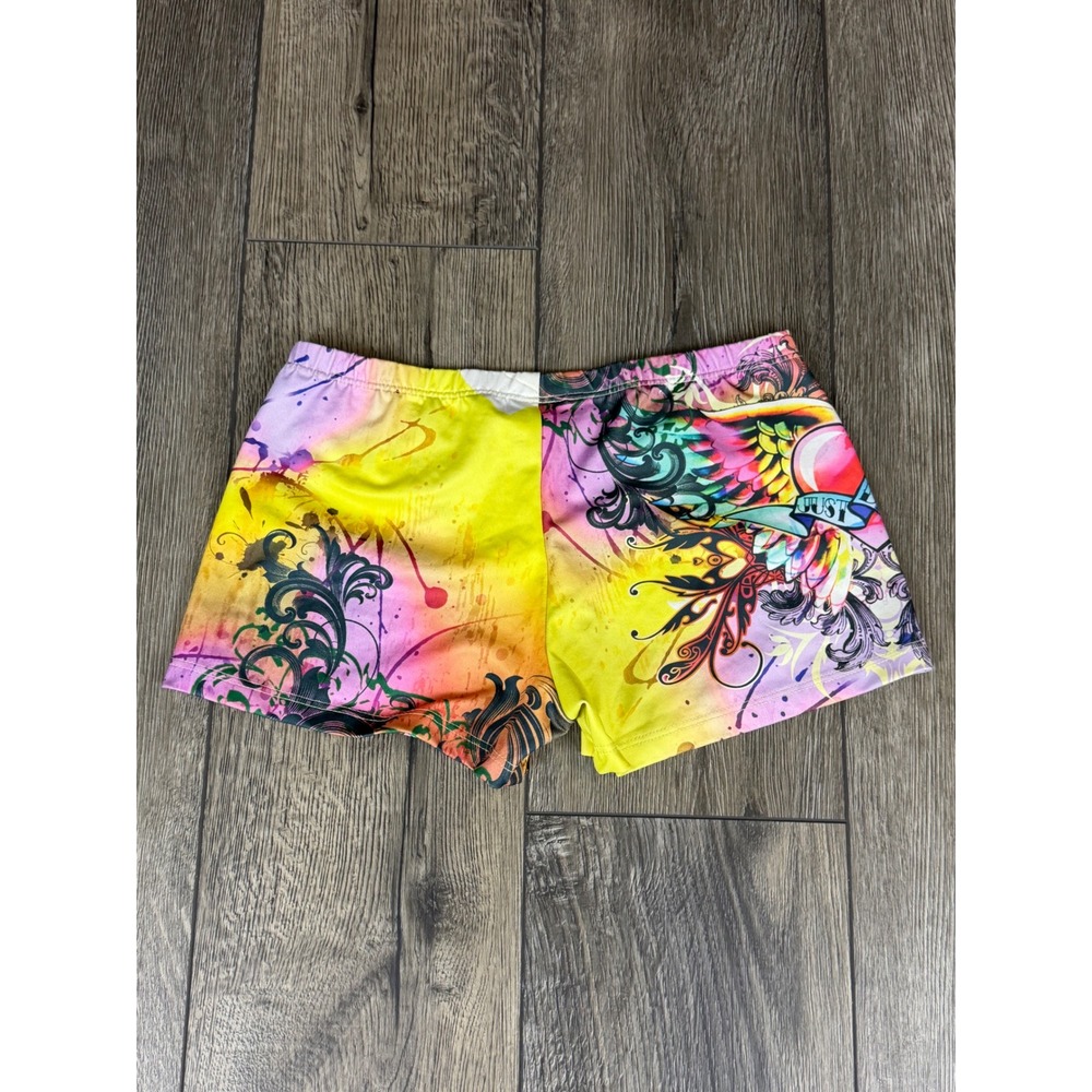 Funky Diva Just Dance Graphic Booty Shorts Multicolor Small Y2K Rave Festival - Picture 2 of 11